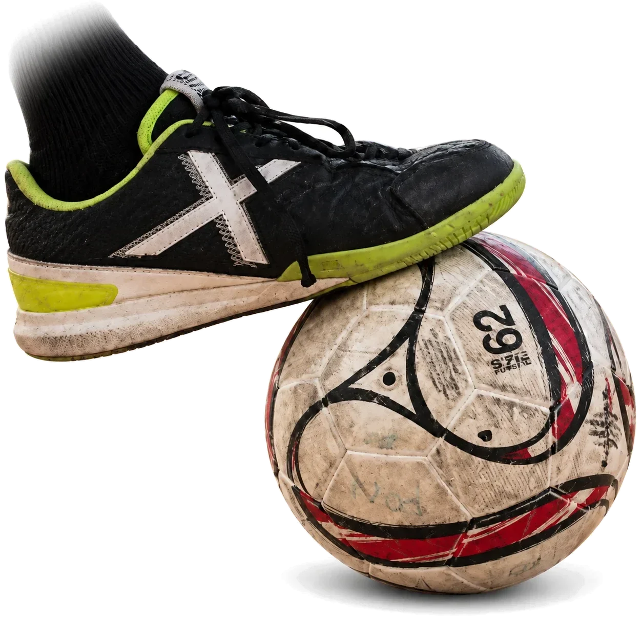 Una bota pisa el balón y lo frena